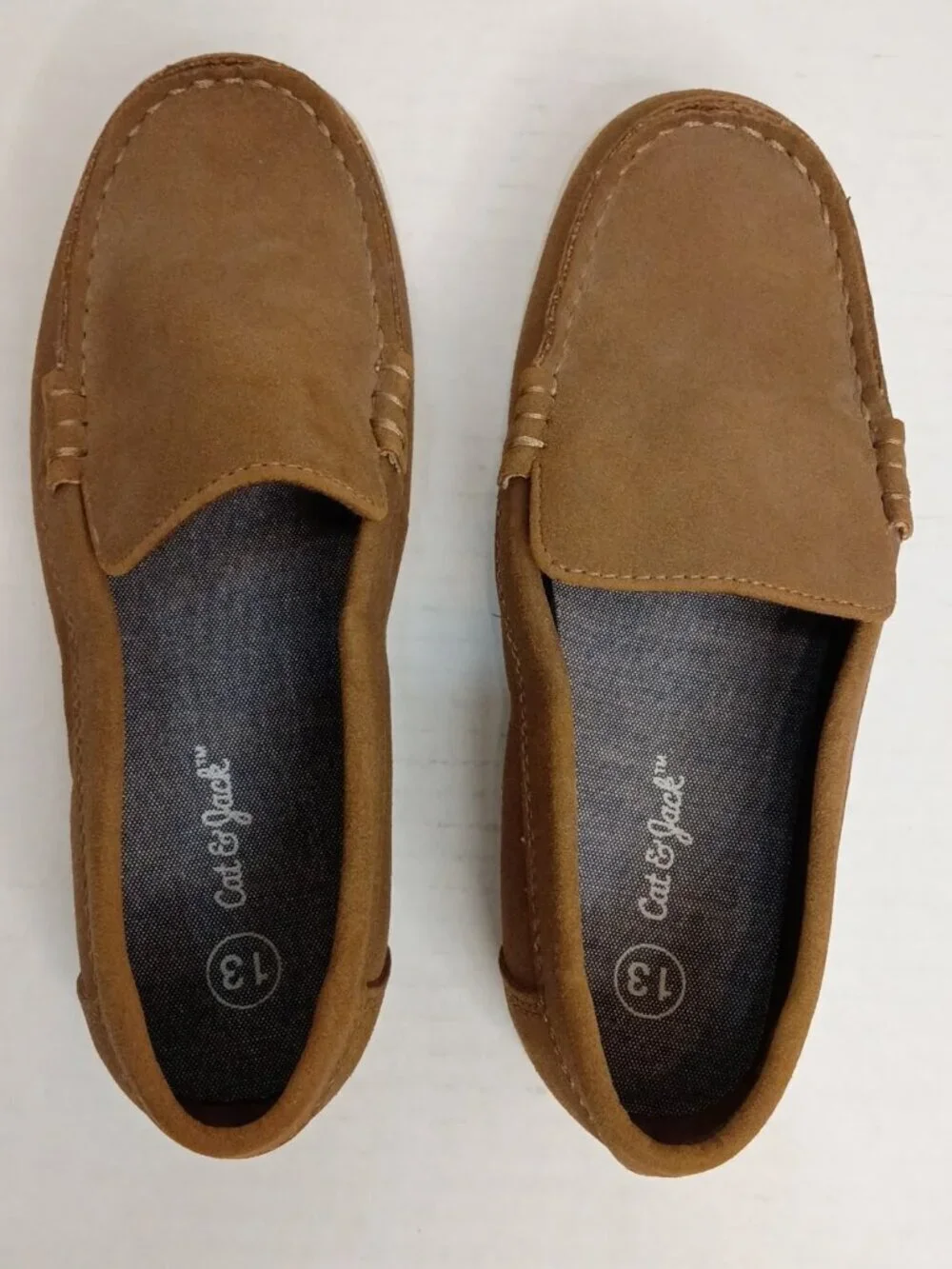 Cat & Jack Boys Alden Faux Suede Slip-On Loafers Size 13 Cognac